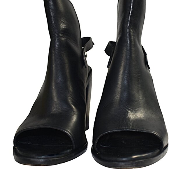 Rag & Bone Wyatt Black Leather Sling Back Peep Toe Heel, Size 40 (US 10) - Picture 10 of 12
